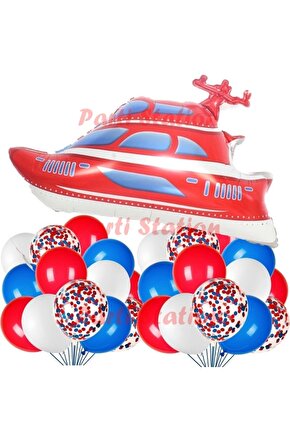 Deniz Gemi Folyo Balon Denizci Konsept Parti Doğum Günü Büyük Folyo Balon Set