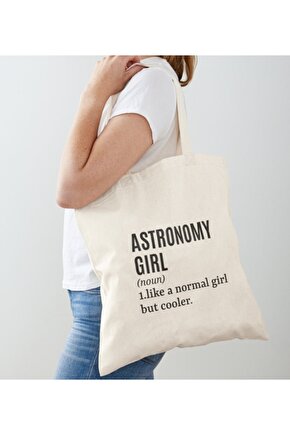 Astronomi Girl Tasarımlı Ham Bez Omuz Çantası