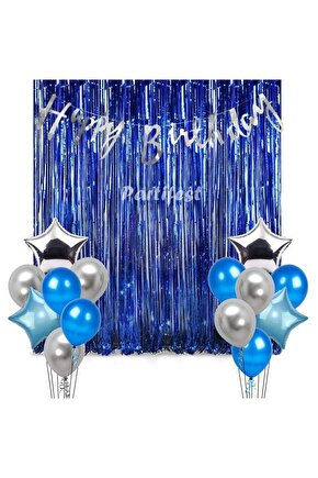 Mavi Balon Set Erkek Çocuk Mavi Konsept Helyum Balon Set Mavi Renk Doğum Günü Set