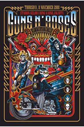 Guns N Roses -7 Müzik Grubu Retro Ahşap Poster