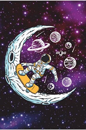 Uzayda Hayat Var Eğlenceli Astronot-6 Retro Ahşap Poster