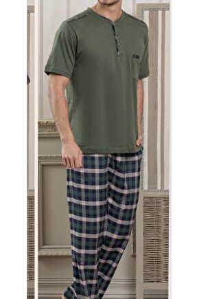 Erkek Patlı Pijama Takımı Haki 2701