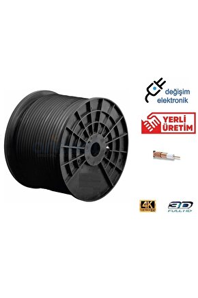 Siyah Uydu Çanak Anten Kablosu Gold 35 Metre F Konnektörlü