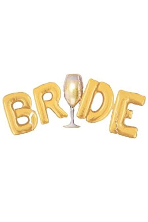 Gold Şampanya Kadehi Bride Folyo Harf Balon Set 5 Parça Bride To Be Bekarlığa Veda Gelin Odası Seti