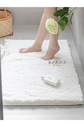 Soft 40x60 Beyaz Banyo Paspası Puffy Paspas