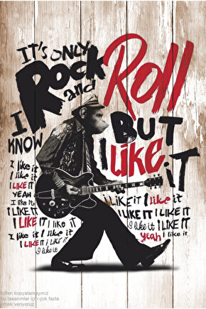 rock and roll müzik gitar çalan maymun estetik dekorasyon tablo retro ahşap poster