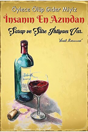 Şarap Ve Şiir Retro Ahşap Poster