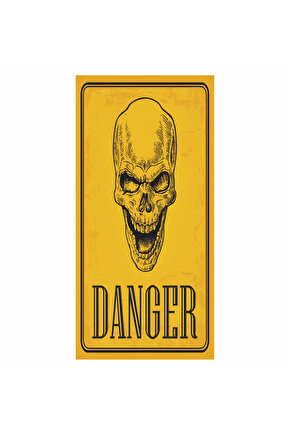 danger tehlike uyarı levhası kuru kafa ev dekorayon tablo mini retro ahşap poster