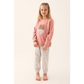 Arnetta Retro Pembe Kız Çocuk Uzun Kol Pijama Takım