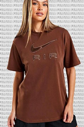 Sportswear Air Loose Fit Tee Brown Bol Kesim Kadın Tişört Kahverengi