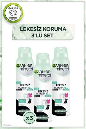 Mineral Lekesiz Koruma Ferah Koku Sprey Spray Deodorant 3lü Set