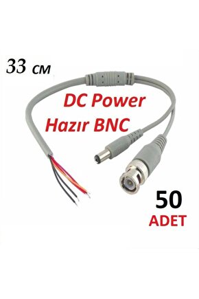 50 Adet Bnc Hazır Kablo Dc Power Jack Erkek Cctv Kamera Bnc Uç