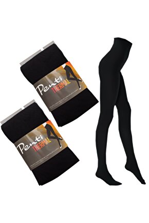 Termal Kadın Siyah 2li Içi Polar Kışlık Esnek Külotlu Çorap