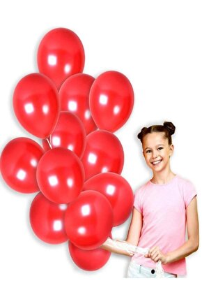 100 Adet Metalik Kırmızı Balon