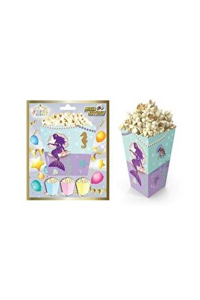 Popcorn Kutusu ( Mısır , Cips Kutusu ) 10 Adet Deniz Kızı Temalı