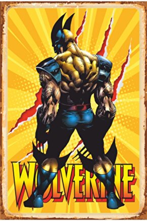 Wolverine Arkadan Süper Kahramanlar Retro Ahşap Poster