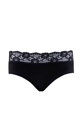Kadın Siyah Private Dantelli Slip Külot 1318