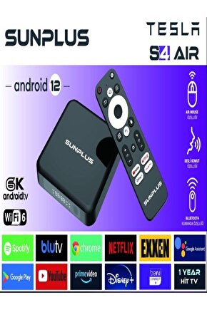 tesla S4 AIR wifi 6 4gb-ram 32gb hafıza android 12 tv box