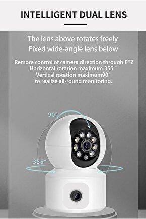 Full Hd 1080p Çift Kamera Bebek Izleme Ve Güvenlik Kamerası Wifi 360 Derece Dönebilen Kamera