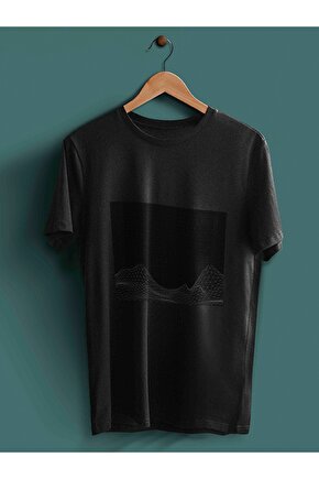 Vapor Wave Geometrik Baskılı Basic Siyah Tshirt
