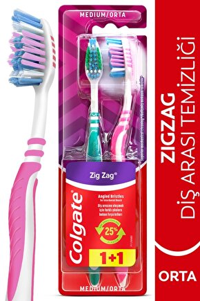 Zigzag Diş Arası Temizliğiorta Diş Fırçası 1+1