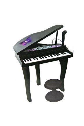 37 Tuşlu Mini Piano Mikrofonlu Ve Tabureli Çocuk Piyano Siyah-88022
