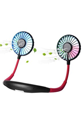 Mini Fan Taşınabilir Şarjlı Vantilatör Işıklı Boyun Askılı Serinletici