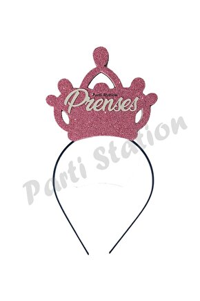 Ahşap Simli Eva Pembe Prenses Tacı Kız Çocuk Doğum Günü Parti Prenses Konsept Simli Prenses Tacı
