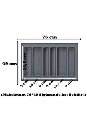 76x49 Cm. 6 Bölmeli Gri Çekmece Içi Düzenleyici Kepçelik (70*40 CME KADAR KESİLR) Ücretsiz Kesim