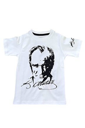 23 Nisan  19 Mayıs Unisex Atatürk Baskılı Çocuk T-shirt