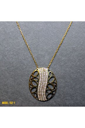 Kadın Gold Osmanlı Motif Oval Kolye