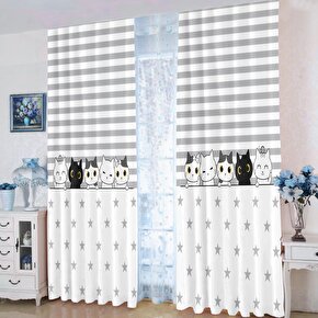 Sevimli Kediler 140x200 Çocuk Odası Fon Perde