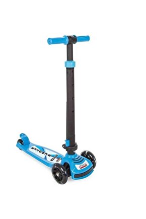 Power Scooter Mavi Led Işıklı 3 Tekerlekli Yükseklik Ayarlı Ve Katlanabilir