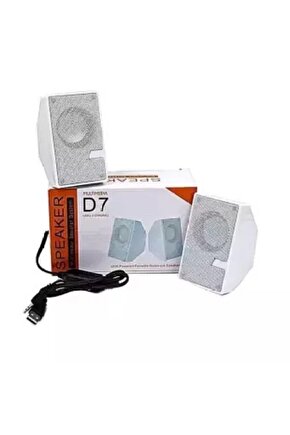 Bilgisayar Hoparlörü Pc Laptop D7 Mini Speaker Usb 2,0 Rz004 Beyaz