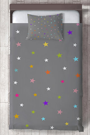 RONNA HOME Bebek ve Çocuk Odası Renkli Yıldızlar Yatak Örtüsü RNNYO-031