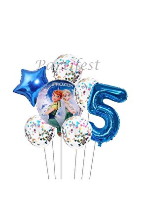 Frozen Balon Set Karlar Ülkesi Folyo Balon Set Konsept Doğum Günü Set 5 Yaş Balon