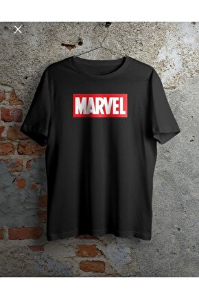 Unisex Oversize Siyah Marvel Tshirt