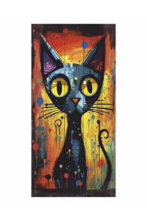 sevimli kara kedi ev dekorasyon tablo mini retro ahşap poster