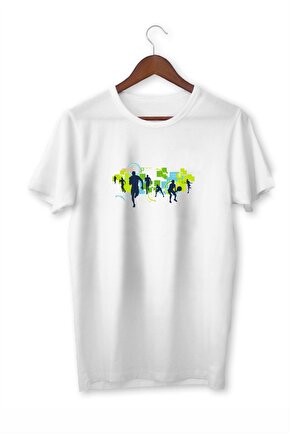 Unisex Beyaz Çocuk Tenis Serisi Baskılı  T-shirt