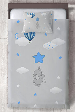 RONNA HOME Bebek ve Çocuk Odası Uçan Fil Desenli Yatak Örtüsü RNNYO-075