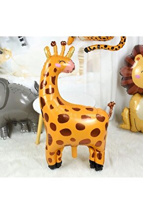 1 Adet Safari Konsept Sevimli Zürafa Folyo Balon Giraffe Balloon 95 cm