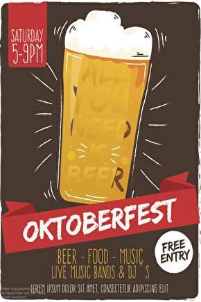 oktober bira festivali retro ahşap poster