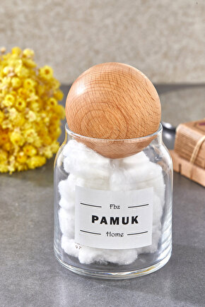 Top Kapaklı Dekoratif  Pamuk Organizeri 300 Ml