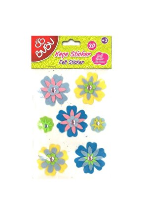 Bu-bu Keçe Sticker Mavili Çiçekler Sts010(st0032)