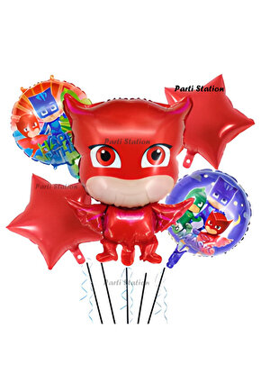 PjMasks Baykuş Kız Konsept Doğum Günü Balon Set Pijamaskeliler Baykuş Kız Tema Parti Balon Set