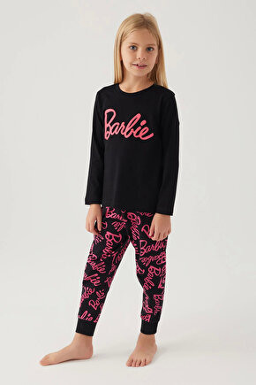 Barbie L1766-3 Kız Çocuk Uzun Kol Pijama Takımı