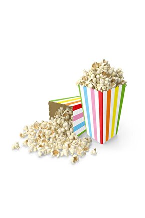 Rengarenk Çizgili Gökkuşağı Karton Popcorn Mısır Cips Kutusu 8 Adet