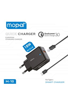 Mopal Şarj Başlığı Ve Type C Data Kablosu 5v 3,1a 18w Quick Charge 3,0 M10