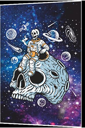 Uzayda Hayat Var Eğlenceli Astronot-15 Retro Ahşap Poster