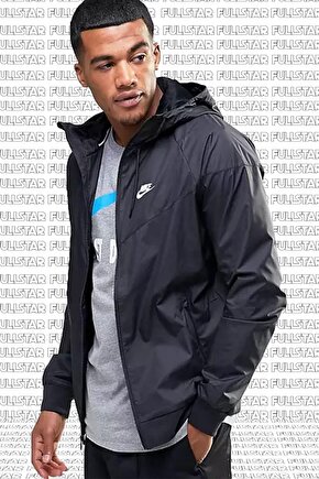 Sportswear Windrunner Jacket Kapüşonlu Erkek Ceketi Siyah